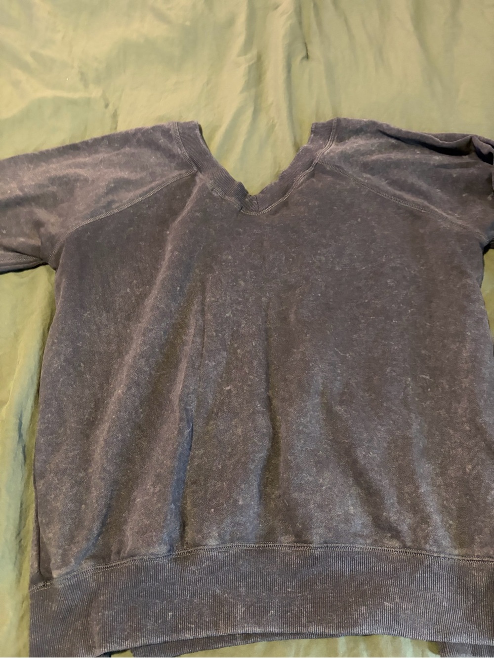 Women's Washed V-Neck Sweatshirt - Charcoal Gray